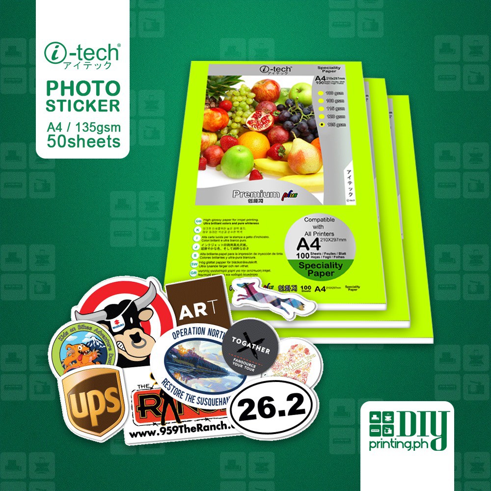 i-tech Photo Sticker Paper Glossy A4 Size 135gsm 50 Sheets | Shopee ...