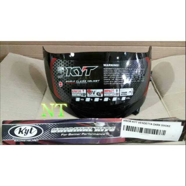Kyt Vendetta 2nd Darksmoke Helmet visor Glass Including KYT original