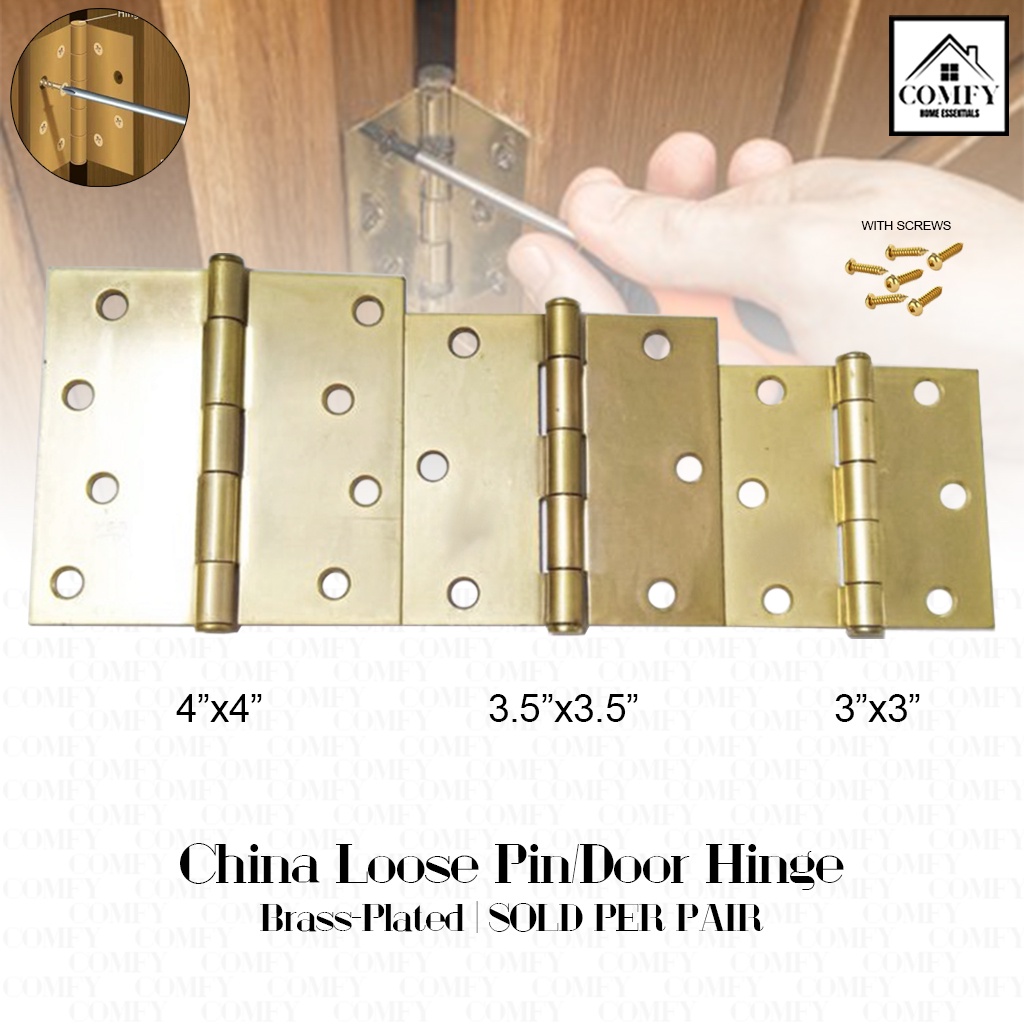 Pair of Brass Plated Hinges Brass Plated Steel BUTTERFLY HINGE