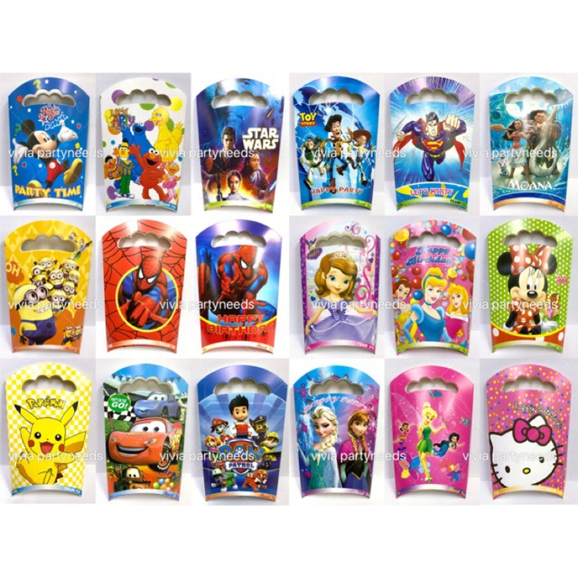 10pcs Character Paper Loot Bag 14X25cm Birthday Party Candy Lootbag ...