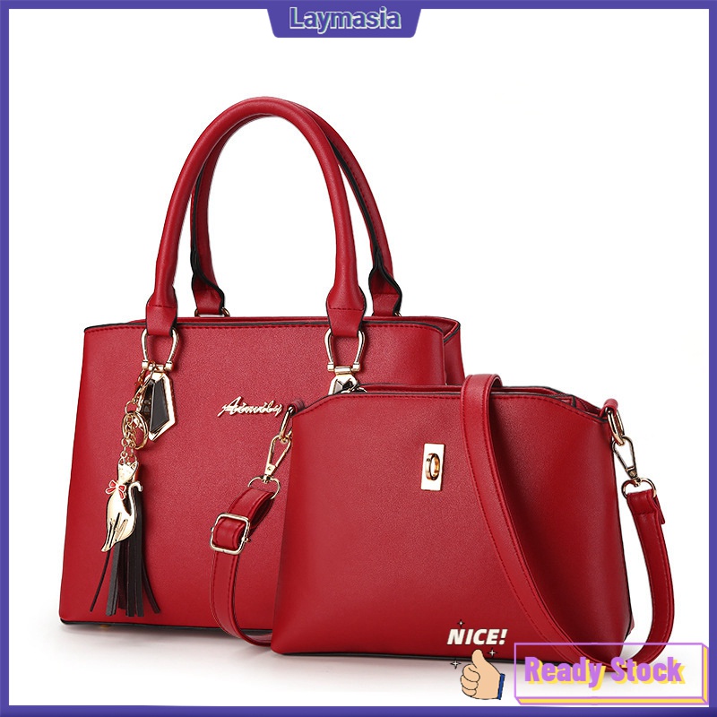 Fashion Handbag 2In1 Hard Pu Lather [Free Cat Keychain] women's handbag
