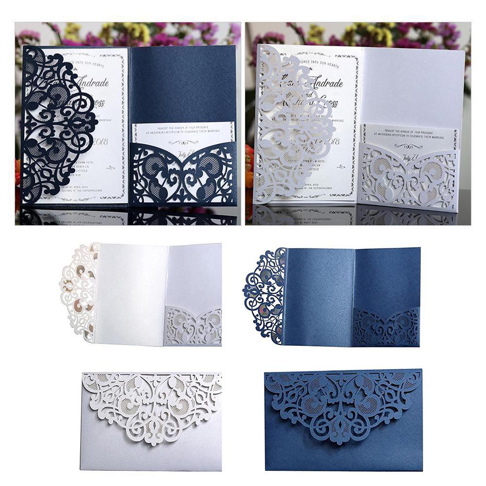 Card 10pcs laser cut wedding invitations envelope high quality party ...