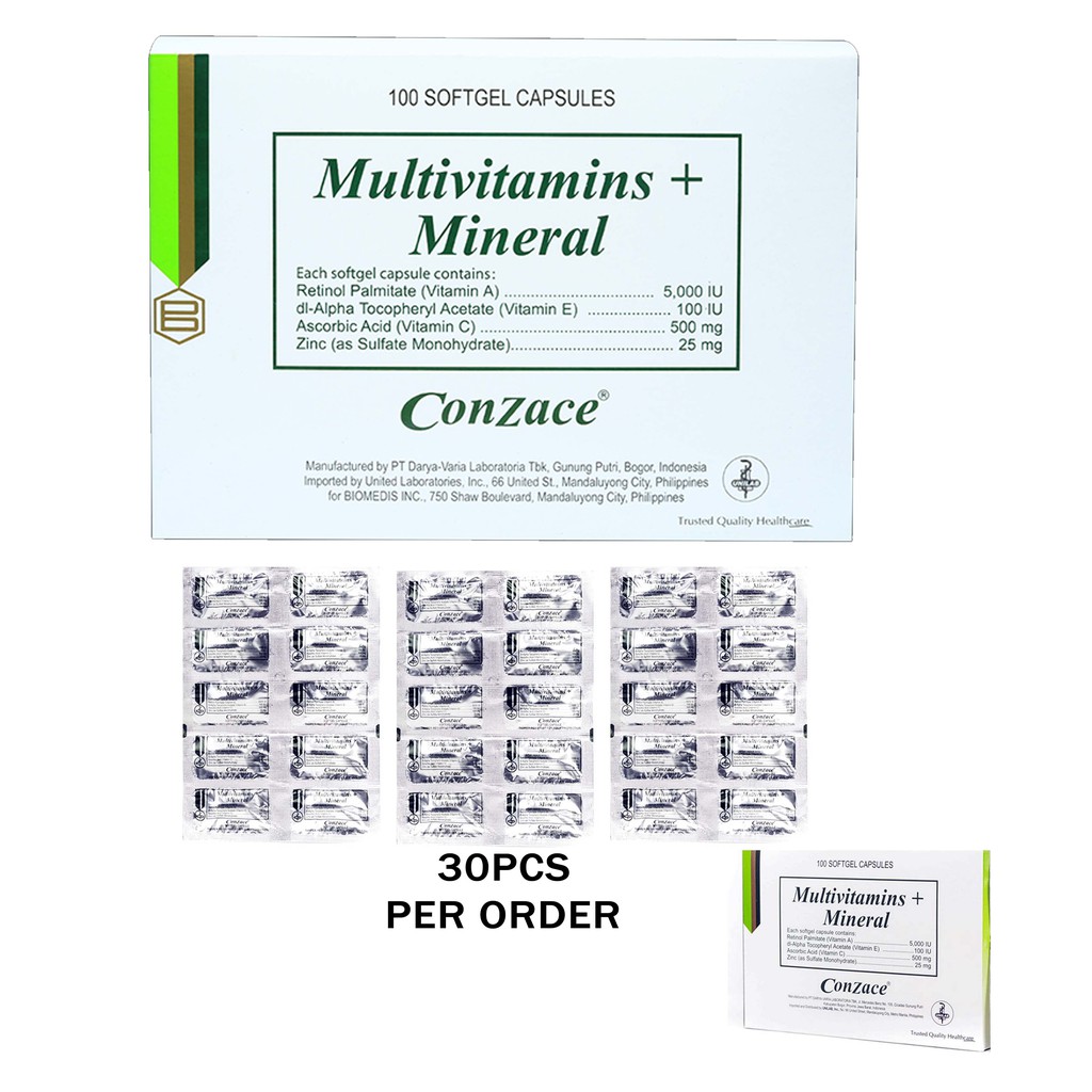 Conzace MultiVitamins & Minerals SoftGel Capsules Shopee Philippines