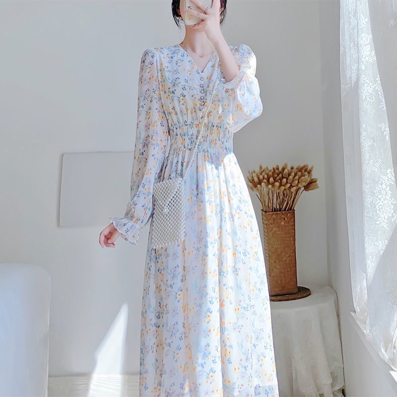 Retro chiffon dress sales