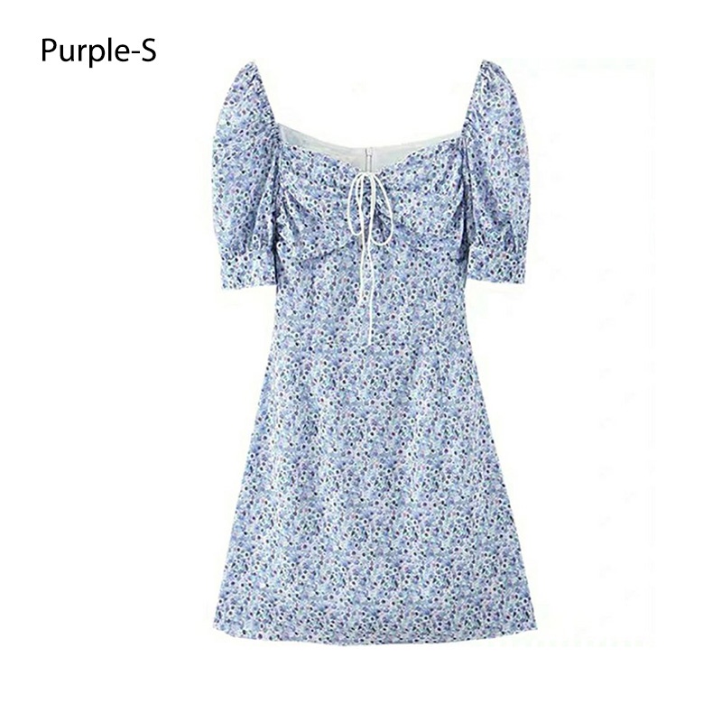 French Style Floral Dress Puff Sleeves Square Neck Dress Korean Casual Dress Shopee Philippines