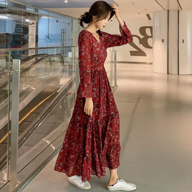 Floral dress korean outlet style