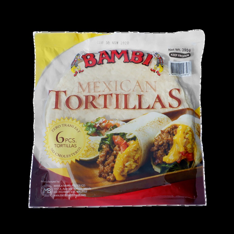 HALAL certified Bambi Flour Tortillas Wrap 10" 6pcs Pack Soft Tacos