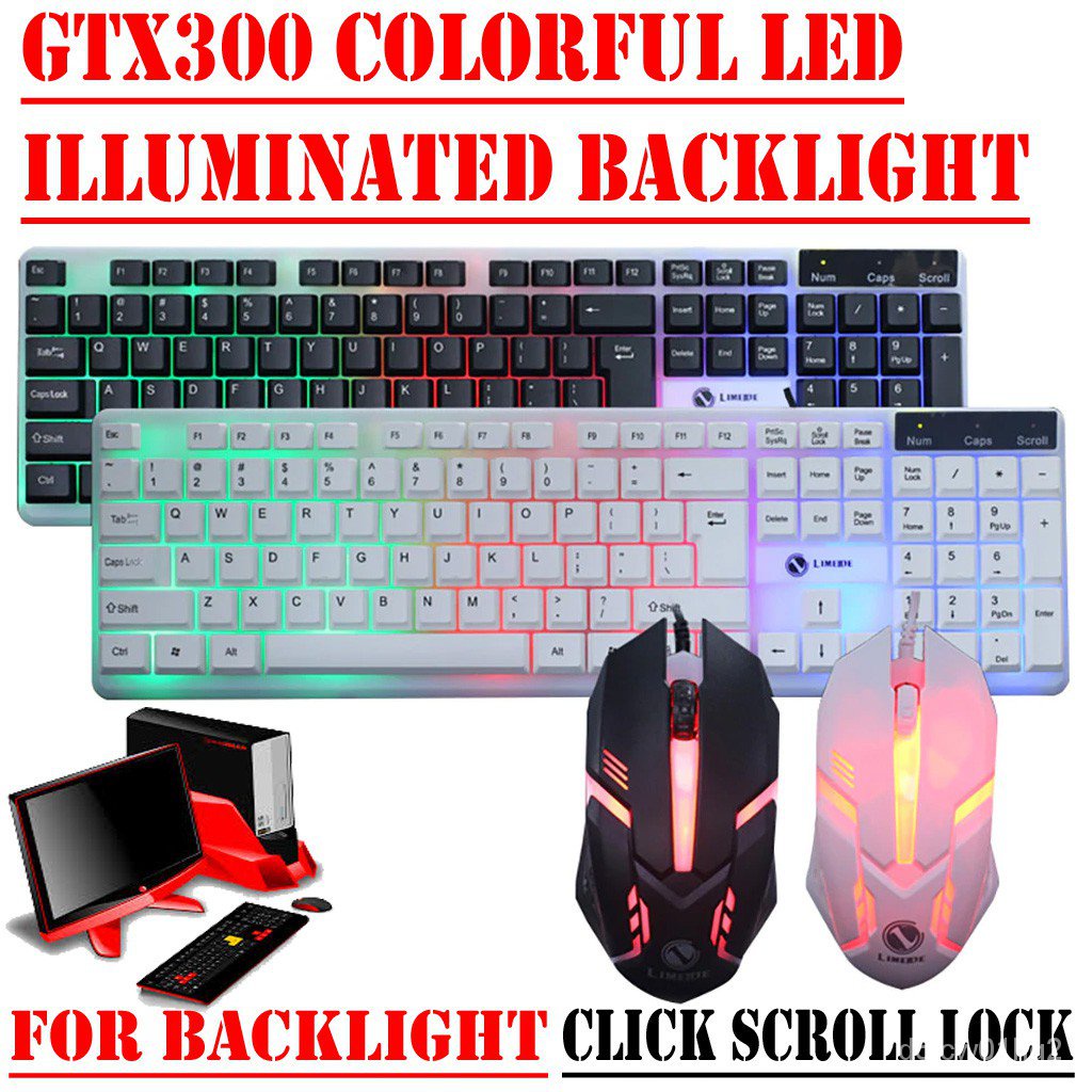 Gtx300 Colorful LED Illuminated Backlight USB Wired PC Laptop Keyboard ...