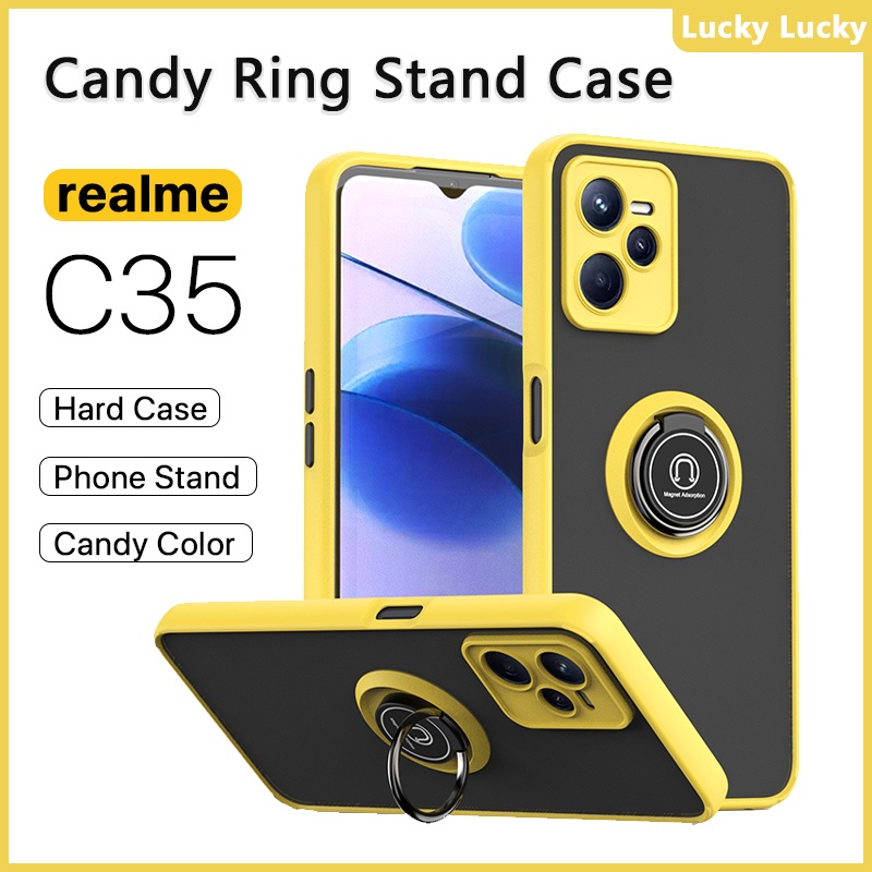 Candy Ring Realme C35 C31 C30 C21 C21Y C20 C11 Case Hard Acrylic Ring ...