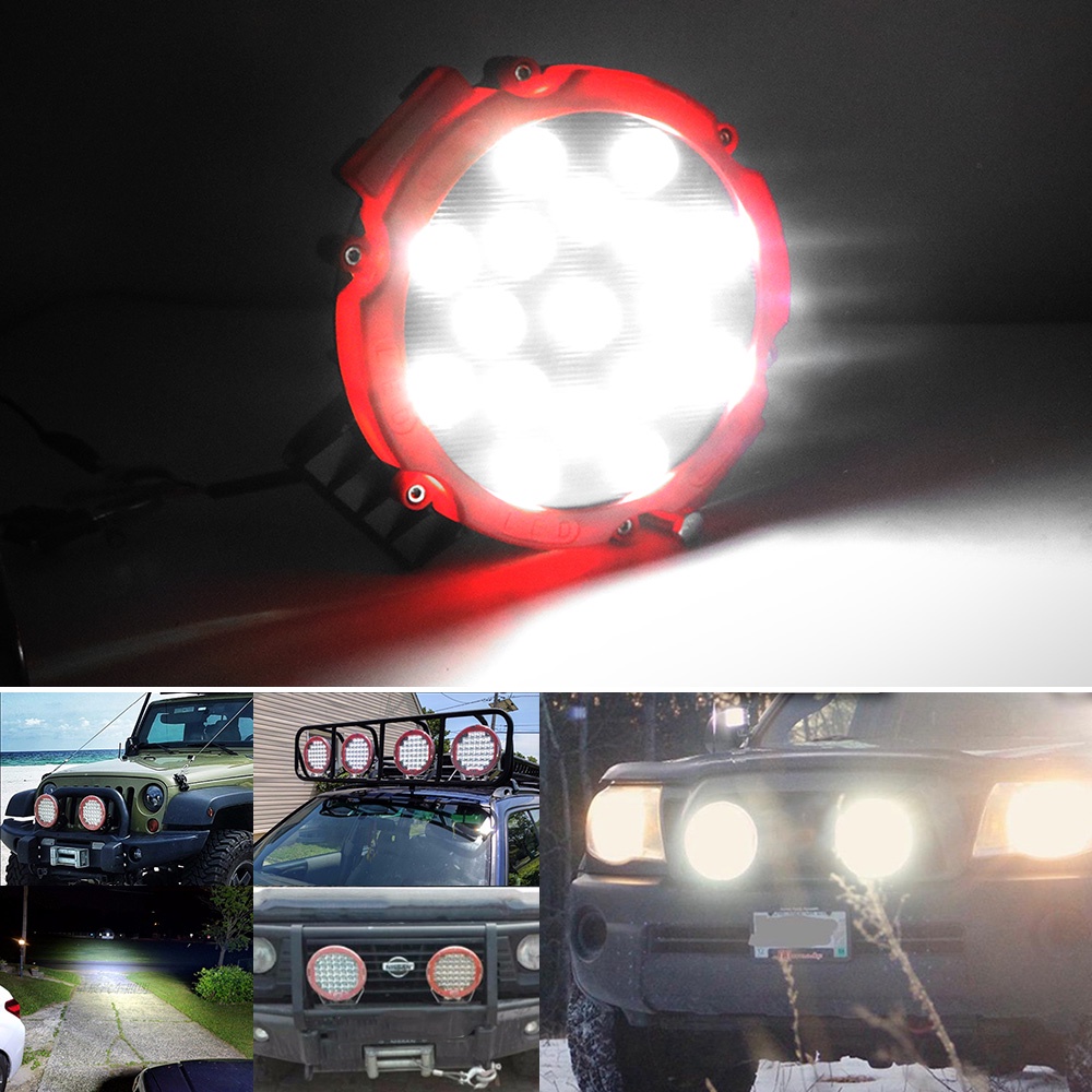 51W LED Work Light 7 inch Round LED Light Bar Spot Beam Driving Light ...