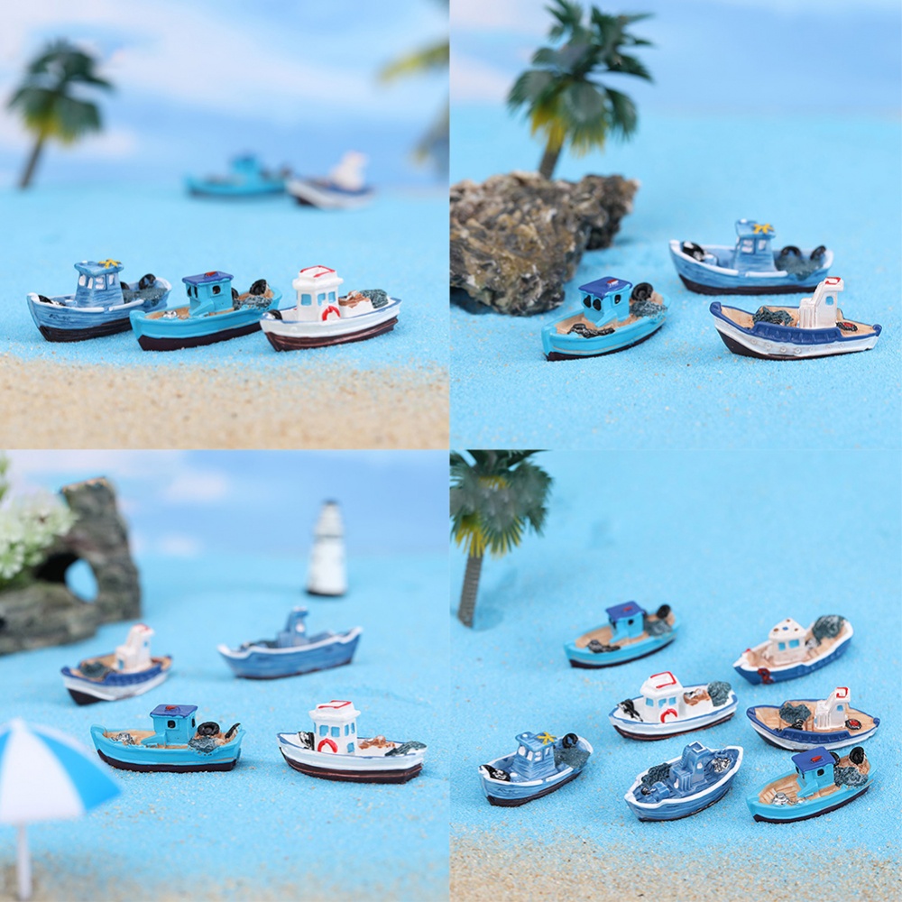 10PCS Model Boat Ships Craft Micro Landscape Railroad Diorama Scenery ...