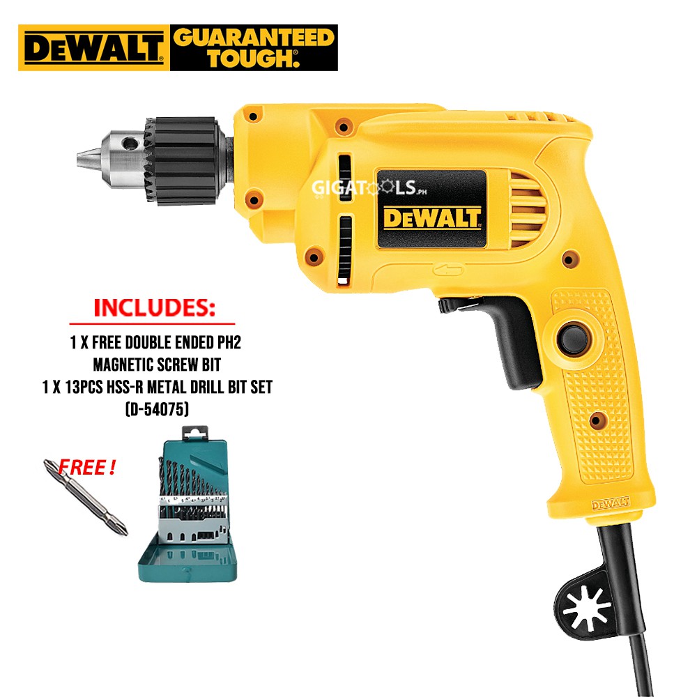 DeWalt DWD014 Rotary Drill 10mm (550W) with FREE Screw Bit & 13pcs HSS