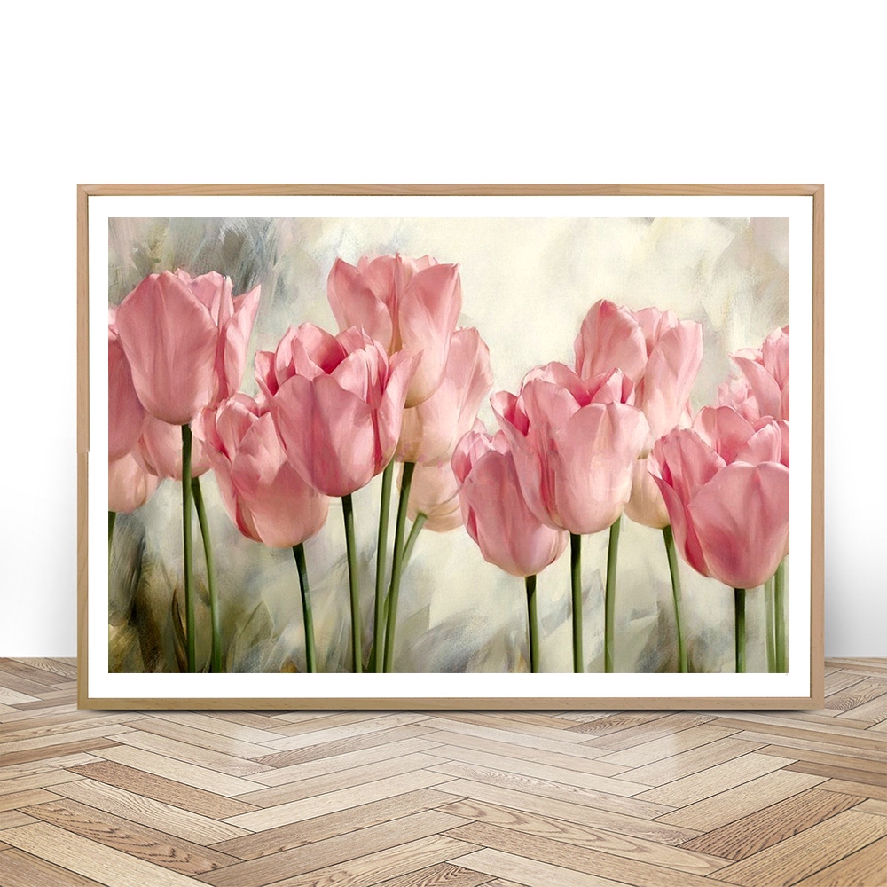 Pink Tulip Posters Prints Color Canvas Painting Picture Flower Nordic ...