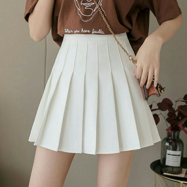 Women High Waist Pleated Skirt Korean Pleated skirt Tennis Skirt ...