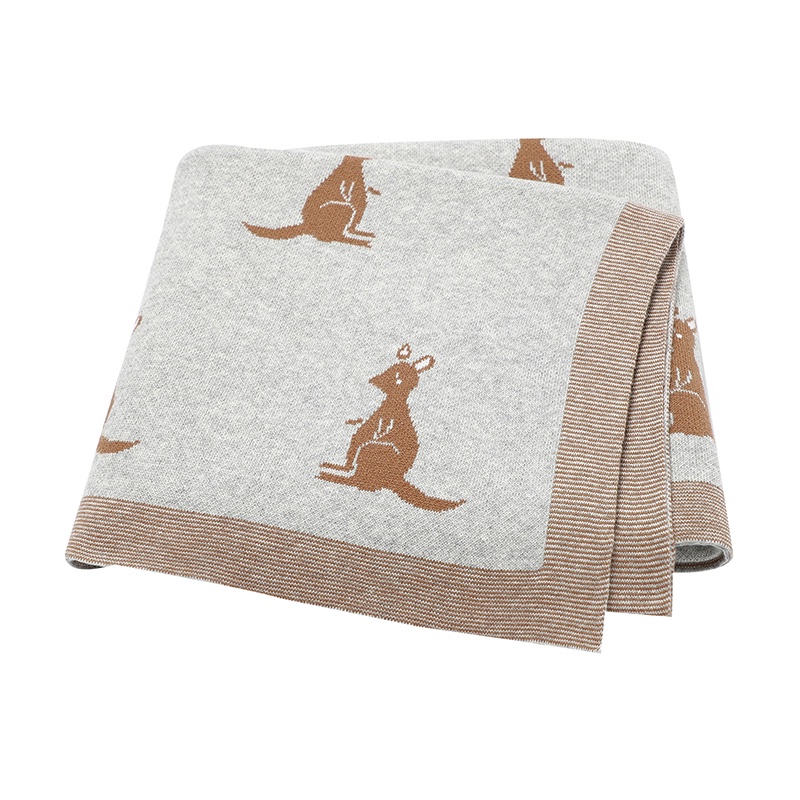 Cute kangaroo Knit Baby Blanket For Newborns Baby Soft Cotton Stroller ...