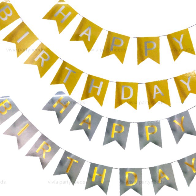 Metallic Gold Happy Birthday Banderitas (Large) Party Decor | Shopee ...