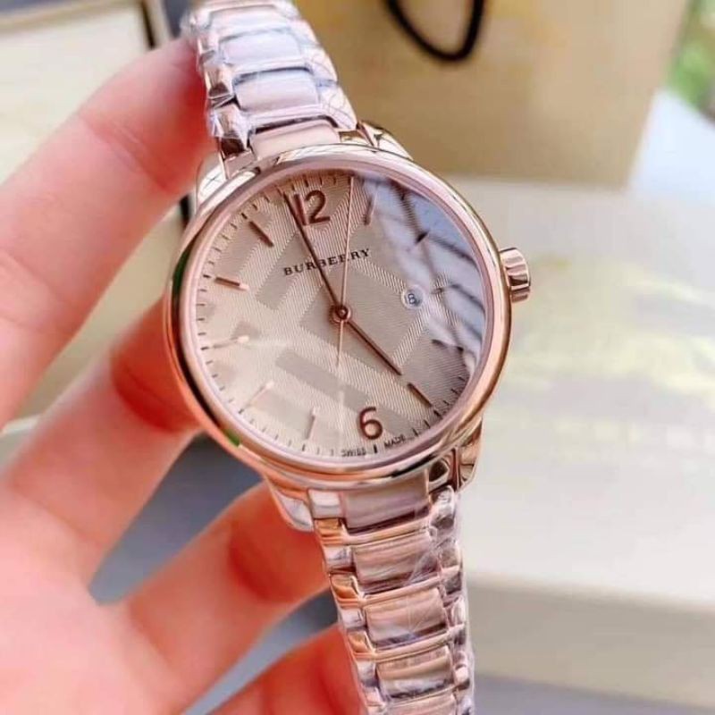 Burberry rose gold online watch women's