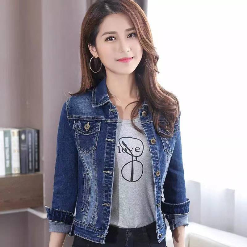 COD 2color Korean Soft Denim Knit and Maong Jacket for Ladies | Shopee ...