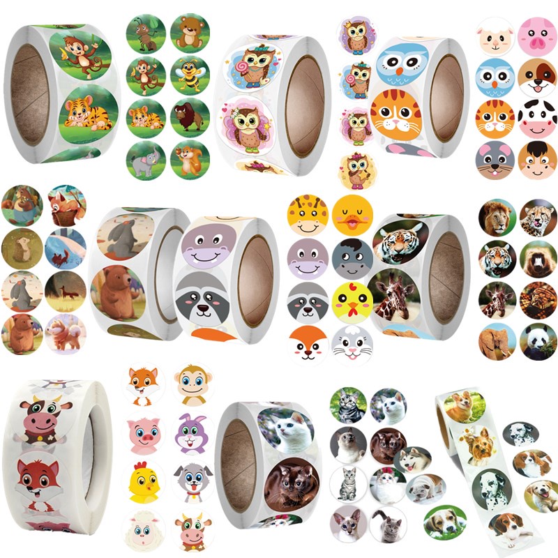 500pcs Cartoon Animal Children Sticker Label Thank You Cute Toy Game ...