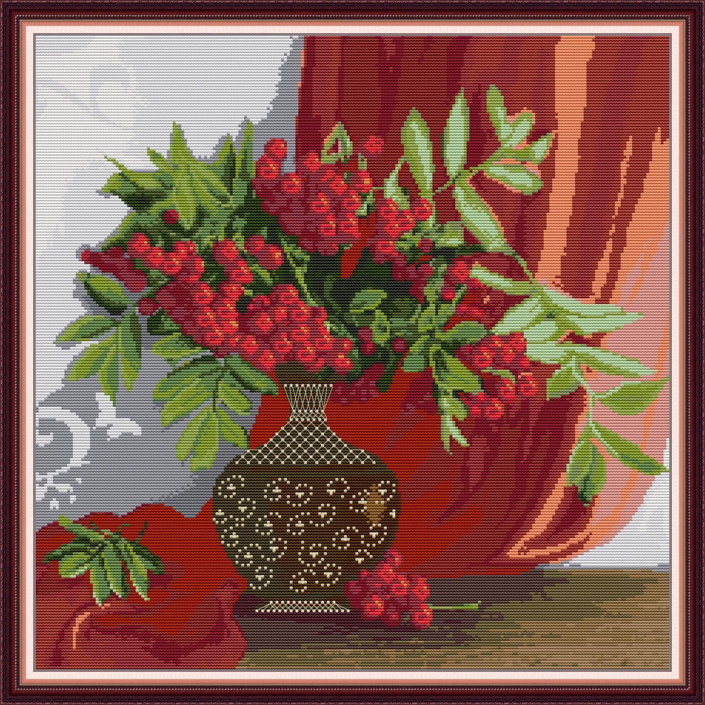 Joy Sunday Red fruit in front of the window Kits Hold Your Hand Counted