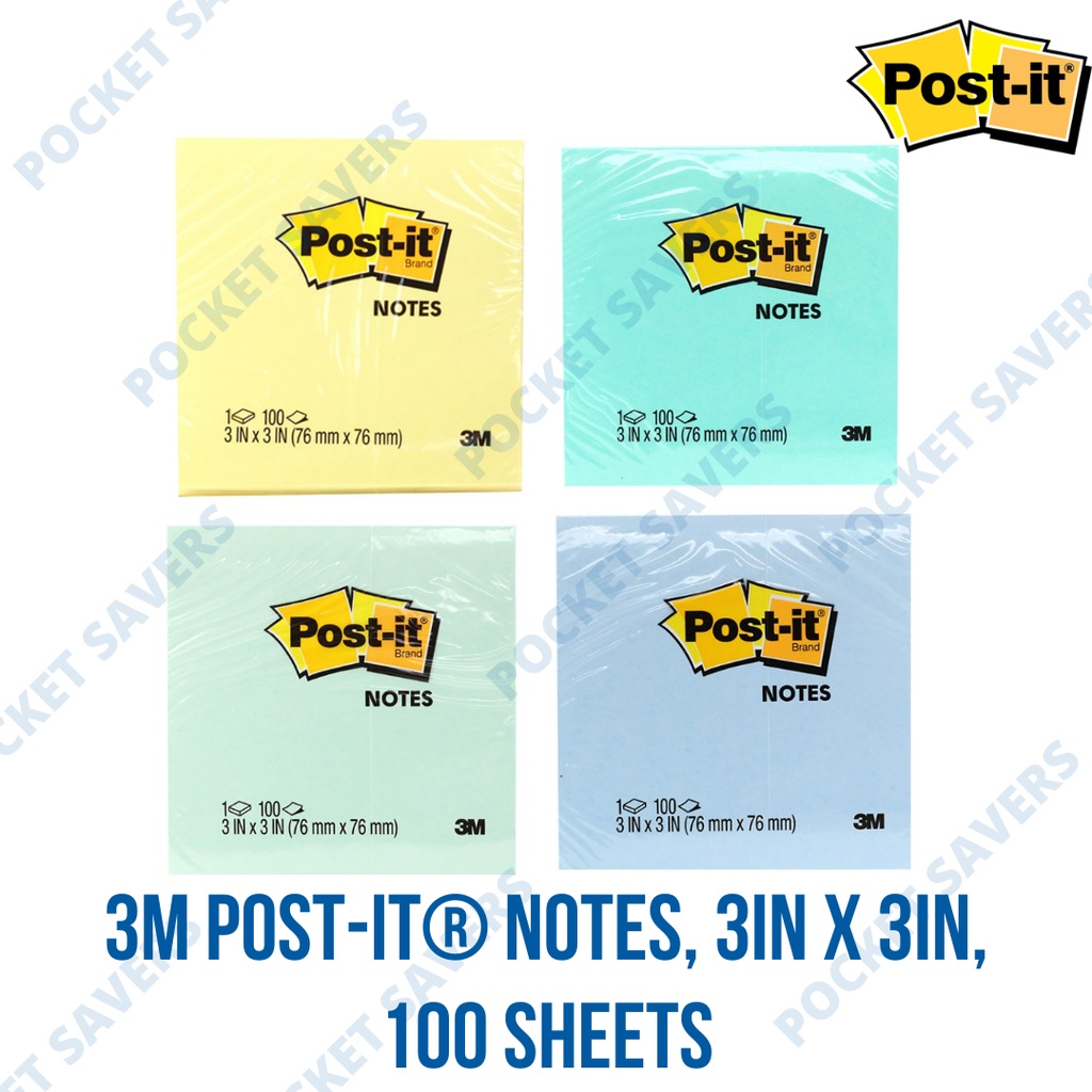 3M Post It Notes 3 inches x 3 inches, 100 sheets (Sticky Memo Note ...