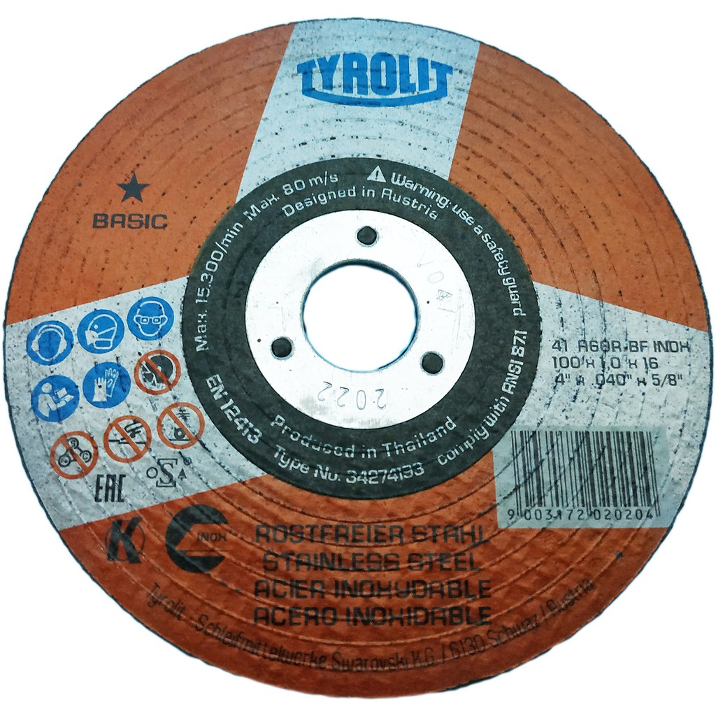 ORIGINAL TYROLIT cutting disc 4" x 1mm x 16mm SUPER THIN xde Shopee