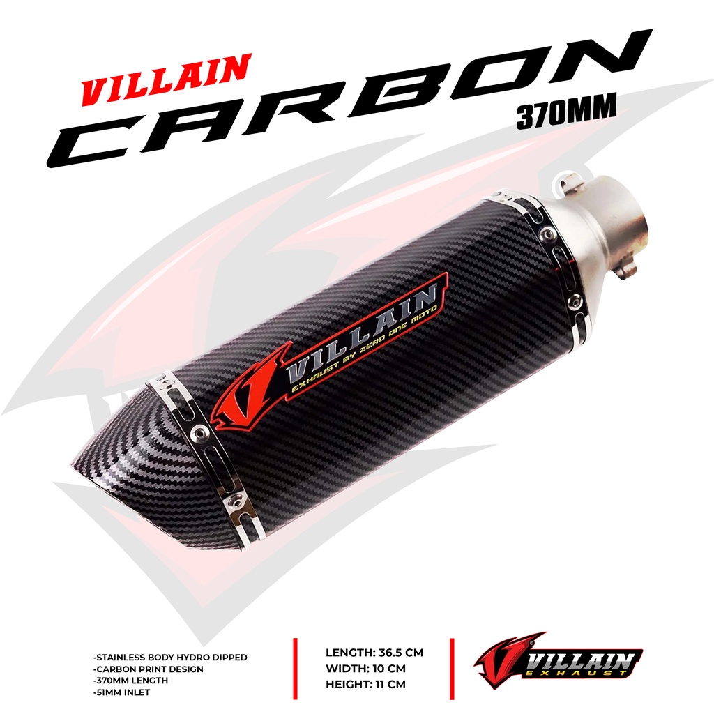 Villain Carbon 370 Full System Muffler With Elbow Aerox Nmax Beat Click Adv Mio Pcx Airblade