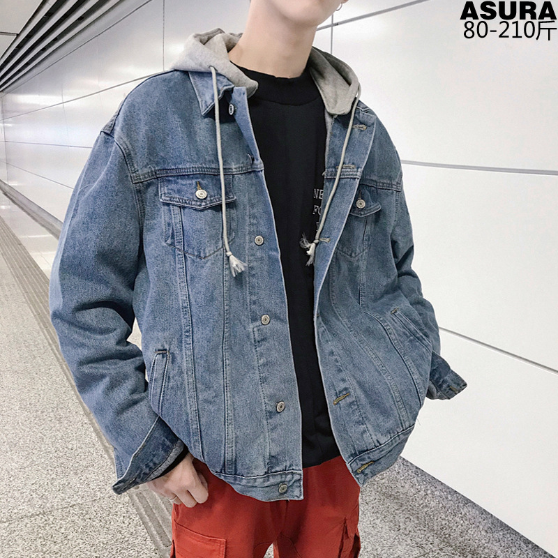 Korean Loose Denim Hoodie Jacket Men Oversized Denim Jacket for Men Casual Hip Hop Jeans Jacket with Hood Shopee Philippines