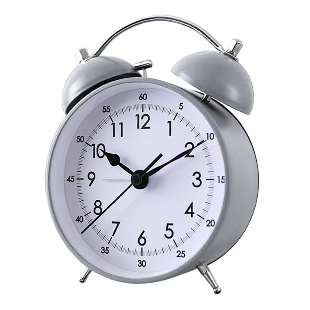 Classical Retro Twin Bell Alarm Clocks Non Ticking Sweep Analog Morning 