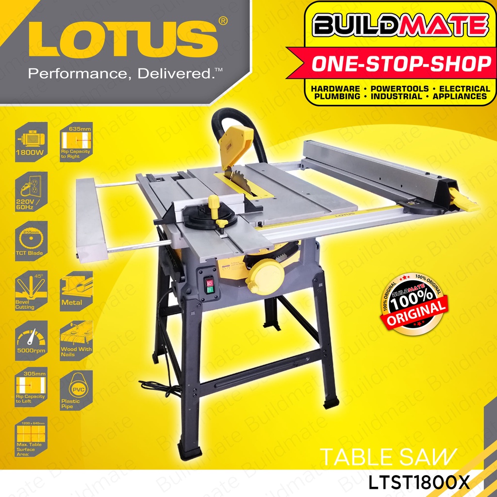BUILDMATE Lotus Jobsite Portable Table Saw 1800W / 2000W Rack & Pinion