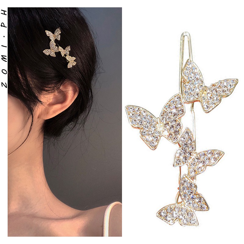[ZOMI] Korean Style Diamond Butterfly Pendant Hair Clips For Women ...