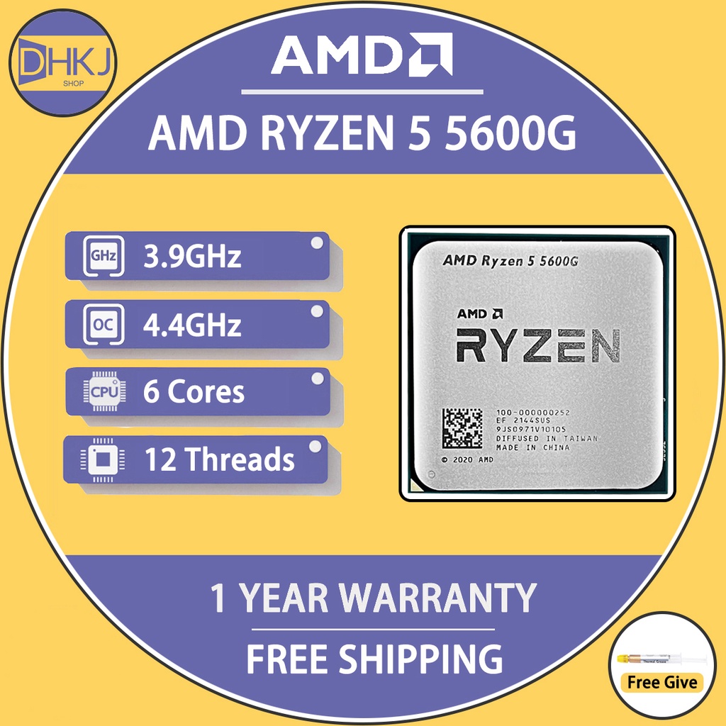 USED AMD Ryzen 5 5600G R5 5600G CPU New Game Processor Socket AM4 3 ...
