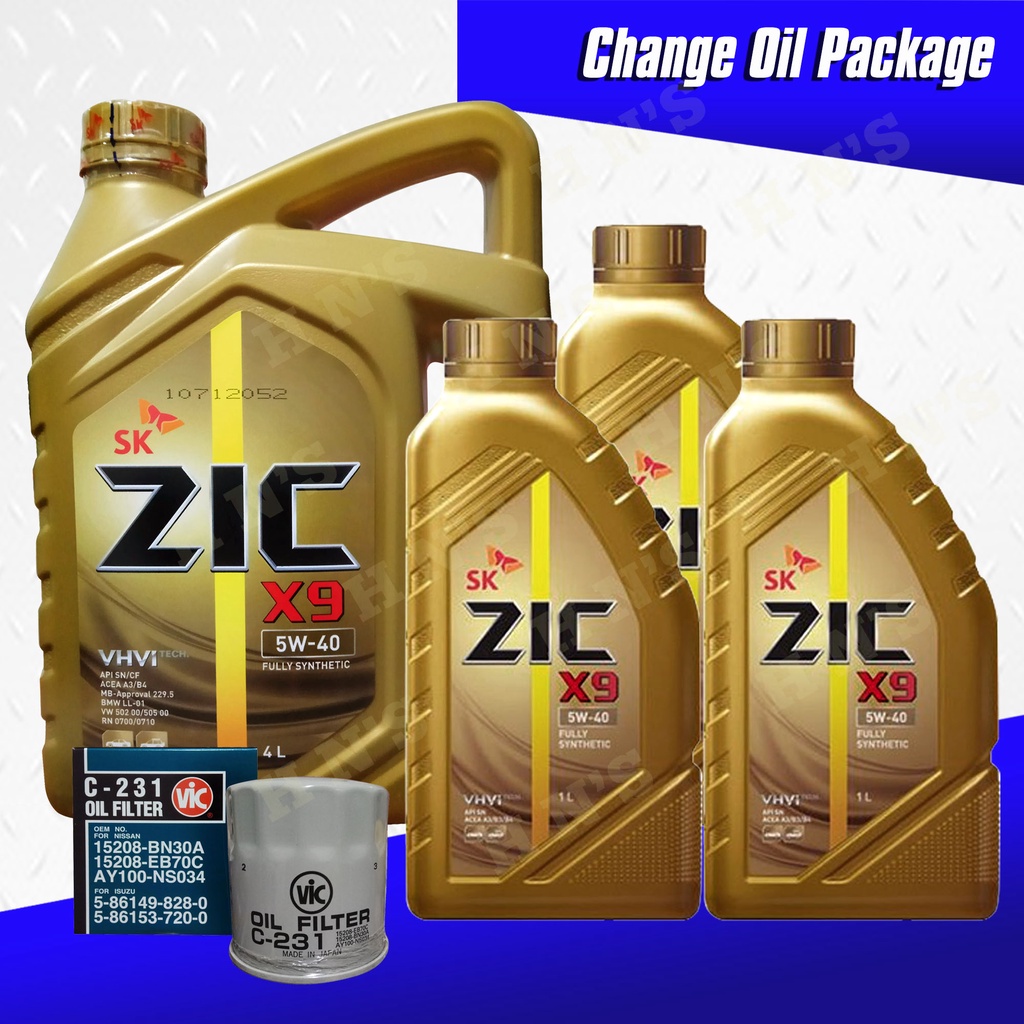 SK ZIC X9 5W-40 Fully Synthetic Oil Change Bundle for Nissan Navara D40 ...