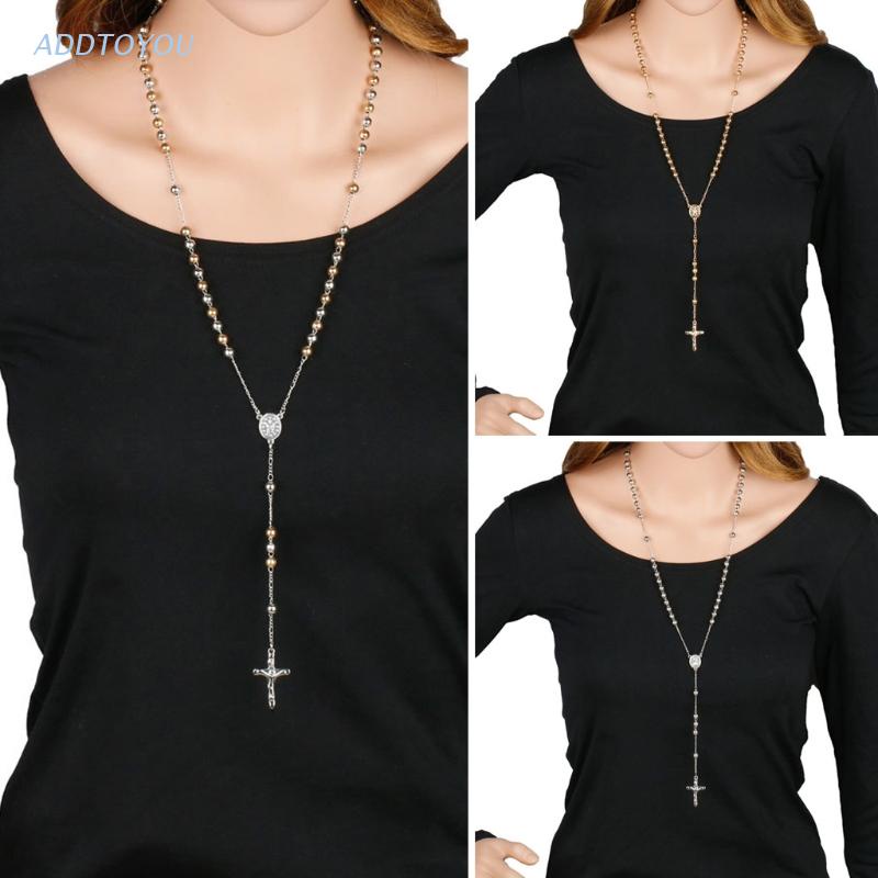Time Rosary Beads Catholic Necklace Holy Cross Pendant Religious Gifts