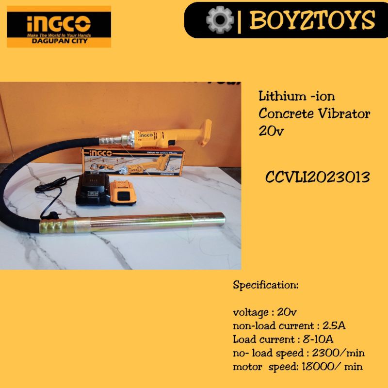 CCVLI2023013 Ingco Lithium Ion Concrete Vibrator 20V Shopee Philippines