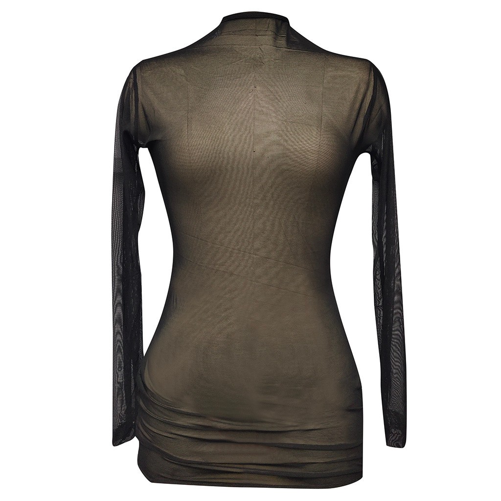 ♀HN♀Women's Sheer Mesh See-Through Long Sleeve s Casual Clubwear Mini ♀ ...