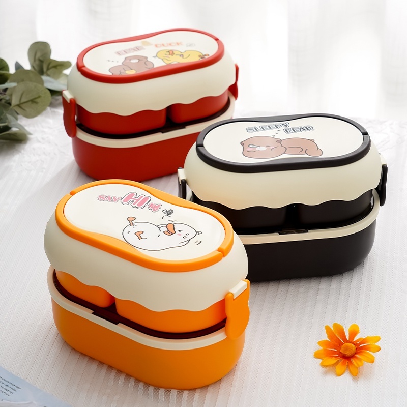 Bento Box 1900ml Double Stackable Lunch Box Container Meal Prep