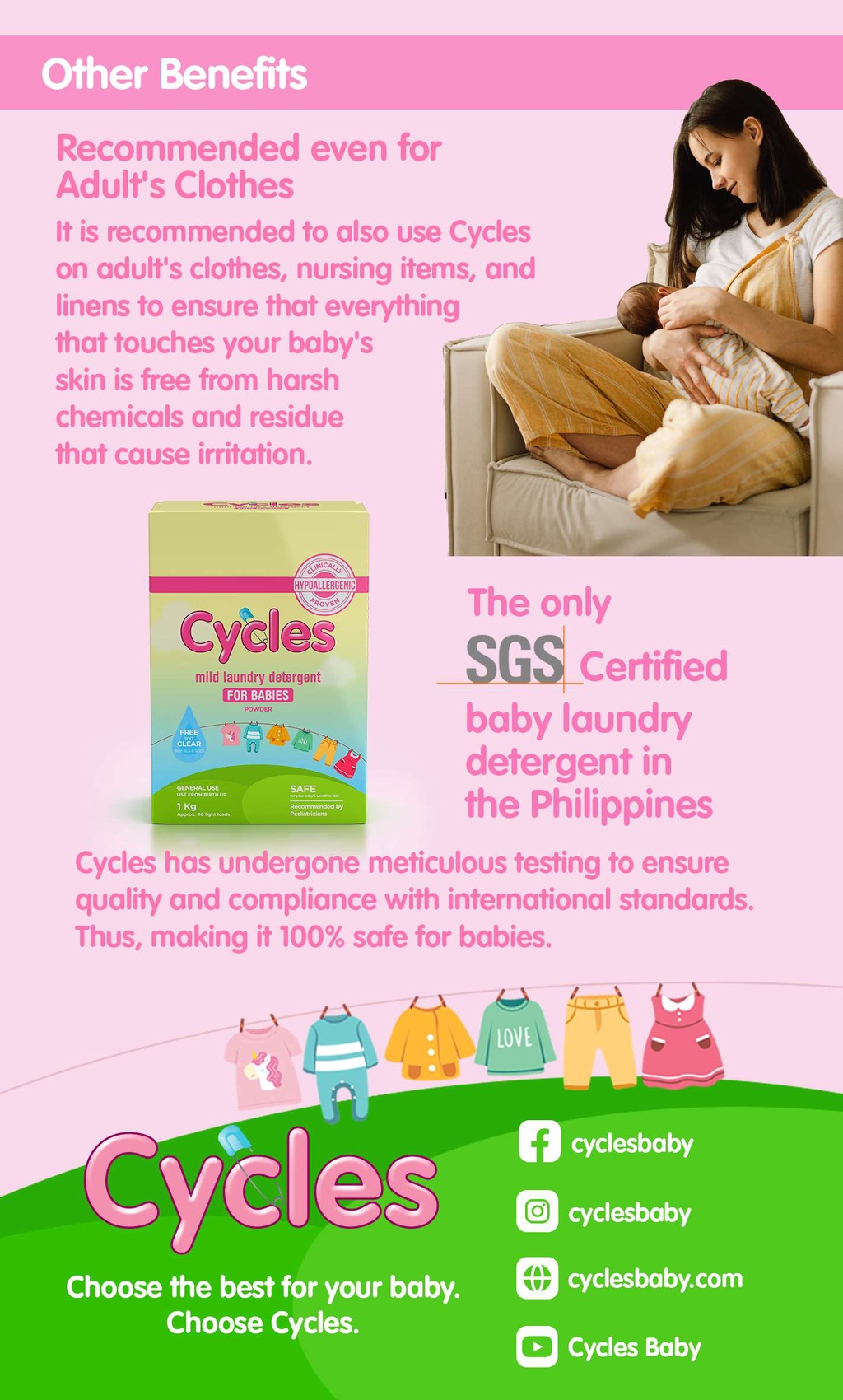 Cycles Baby Laundry Powder Detergent - Hypoallergenic for Baby’s ...