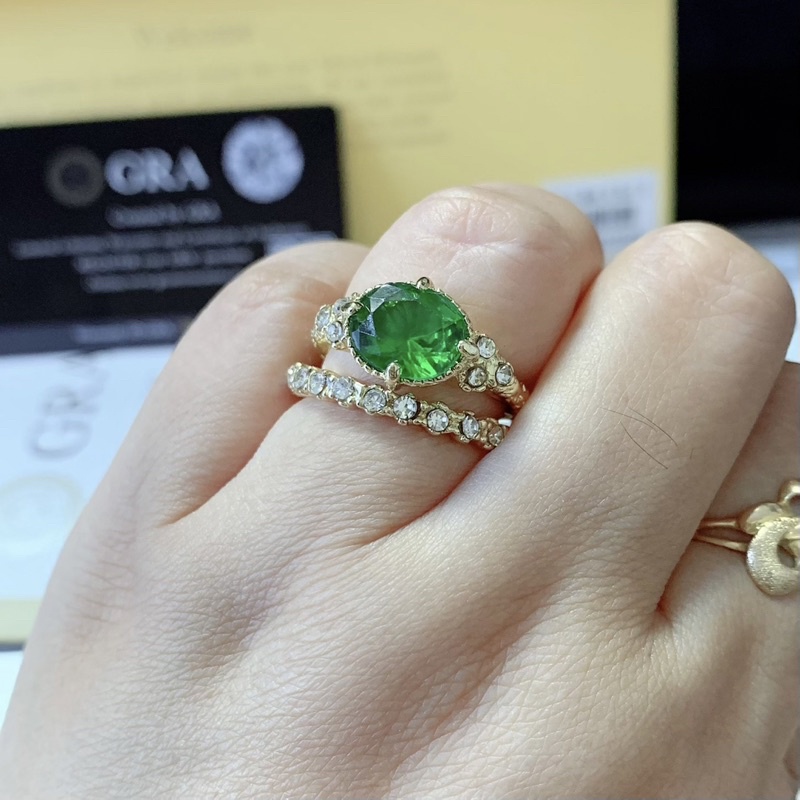 100 GENUINE MOISSANITE DIAMOND STONE GREEN RING Shopee Philippines