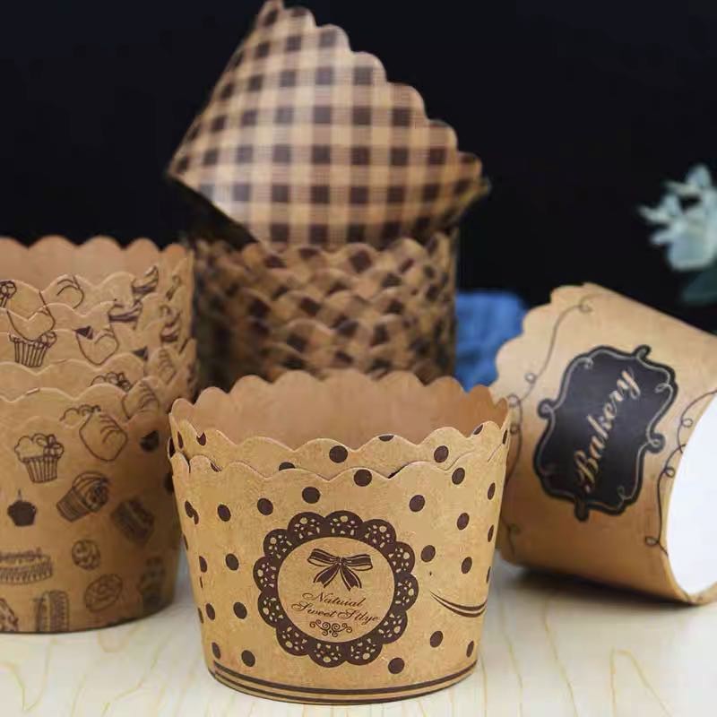 10pcs/Set Kraft Paper Chiffon Cake Muffin Cupcake Paper Cup (M Size ...