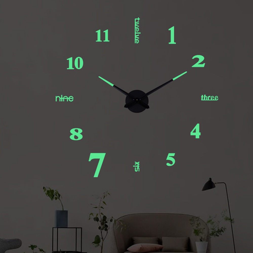 3D Wall Clock Luminous Frameless Wall Clocks DIY Digital Clock Wall ...