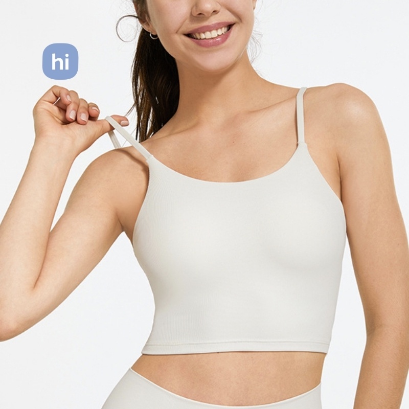 Hi Ribbed Yoga Tank Top Running Gym Outfit Light Support Slim Strapped  Workout Sports Bra U Neck Full Coverage Cropped Exercise Tanktop