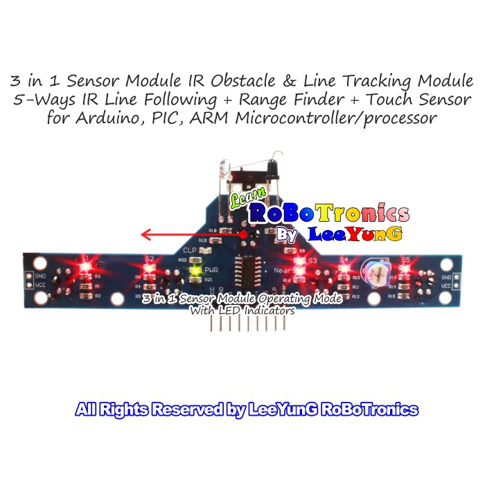 Arduino 3 In 1 Infrared Sensor Line Following Sensor 5 Channel With ...