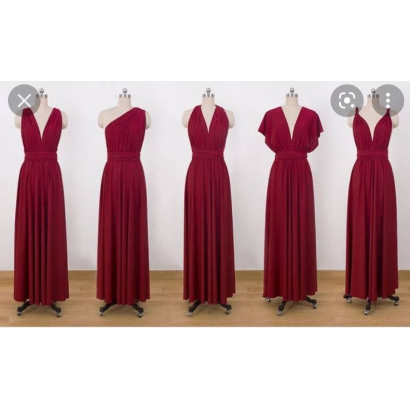 BURGUNDY RED Infinity Dress Floorlength with Attached Tube Shopee Philippines