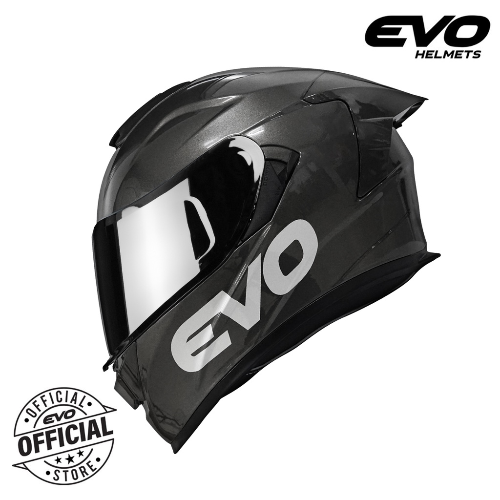 Evo Gt Pro Plain Dual Visor Full Face Helmet With Free Clear Lens Od P