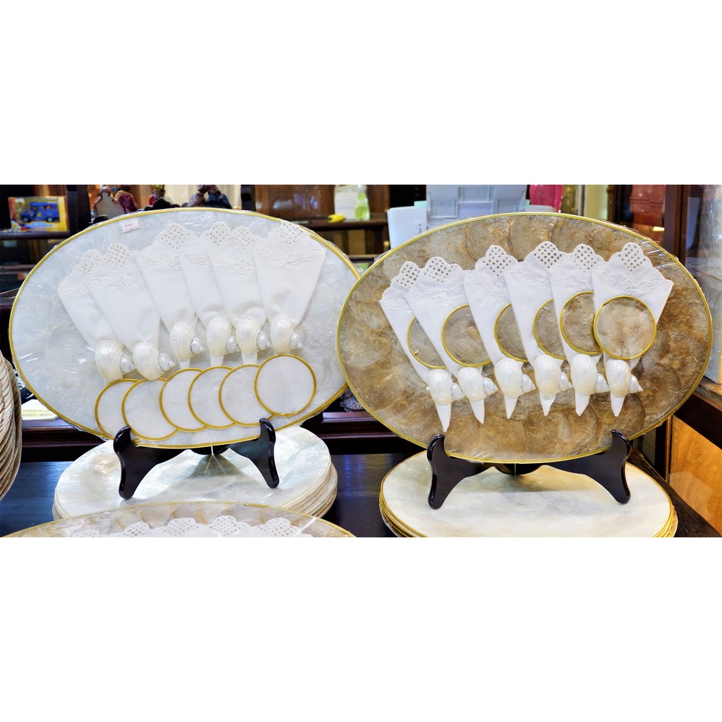Placemat capiz ,Coaster, Table napkin, Table napkin Holder Set in 2,4,6