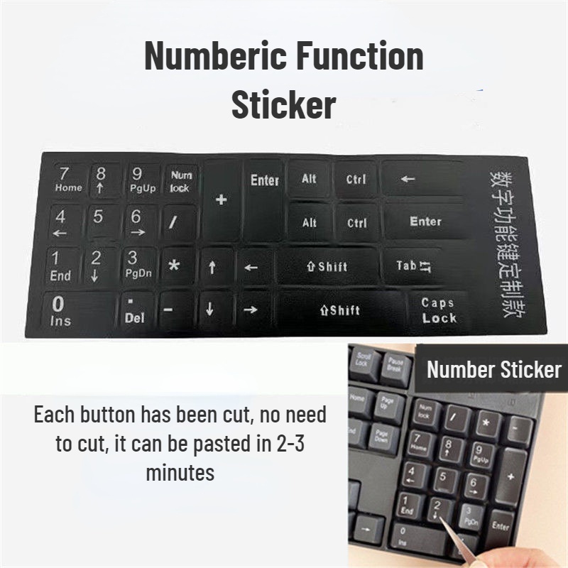 Number Sticker Matte Numeric Keypad 0-9 Number Keyboard Universal ...