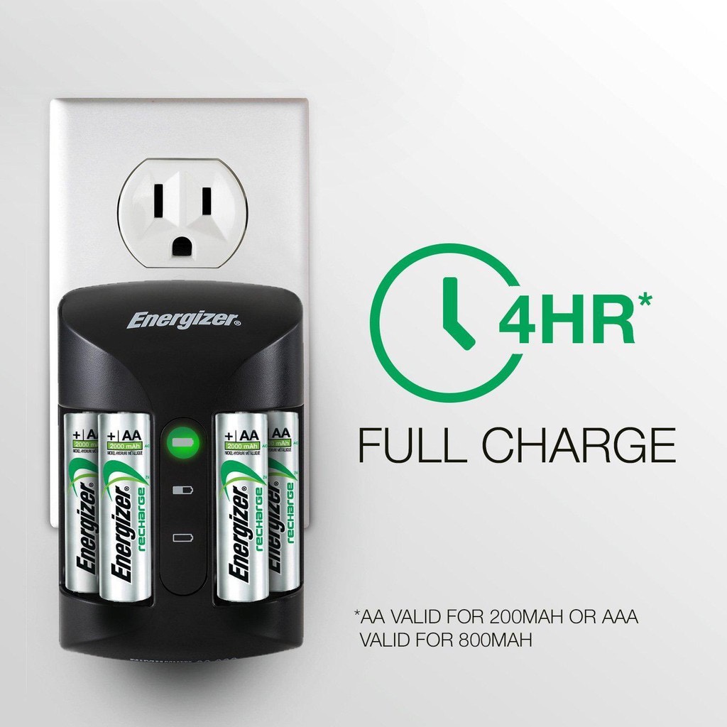 Energizer Recharge CH Pro battery charger with 4 pcs rechargable AA