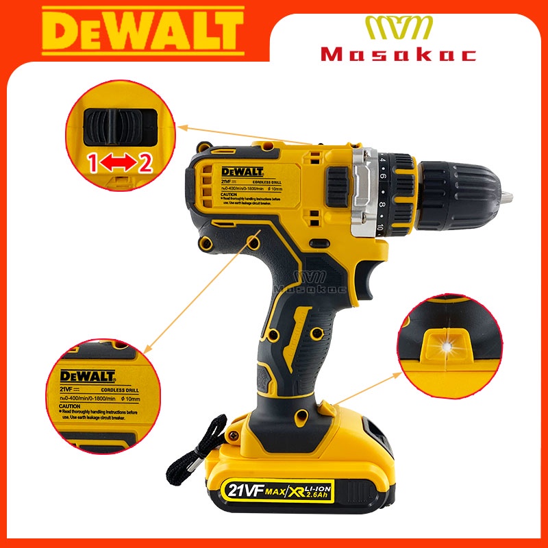 DeWALT Cordless Drill 21V Electric Drill Cordless with tool Accessory Kit sale