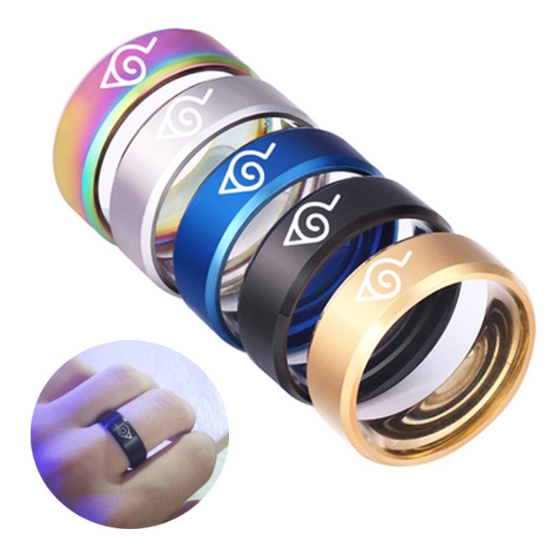 Anime Naruto Ring Uzumaki Sasuke Itachi Kakashi Ninja Titanium Steel ...